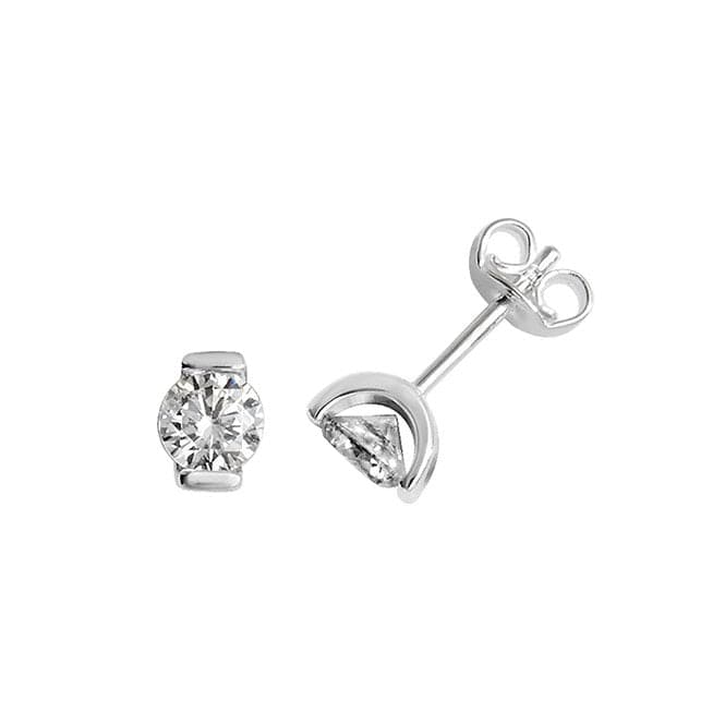 Silver Round Zirconia Stud Earrings G51026Acotis Silver JewelleryTH - G51026