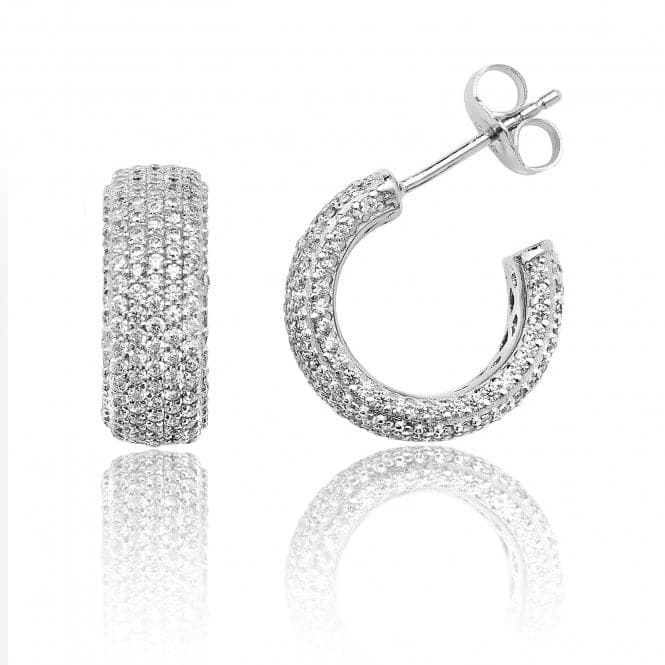 Silver Seven Row Pave 3/4 Hoop Cubic Zirconia Stud Earrings SEG0036CZSilver & CoSEG0036CZ