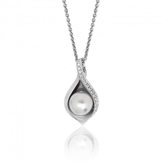 Silver Shell Design Pearl Cubic Zirconia Chain Pendant SPG0051CZSilver & CoSPG0051CZ