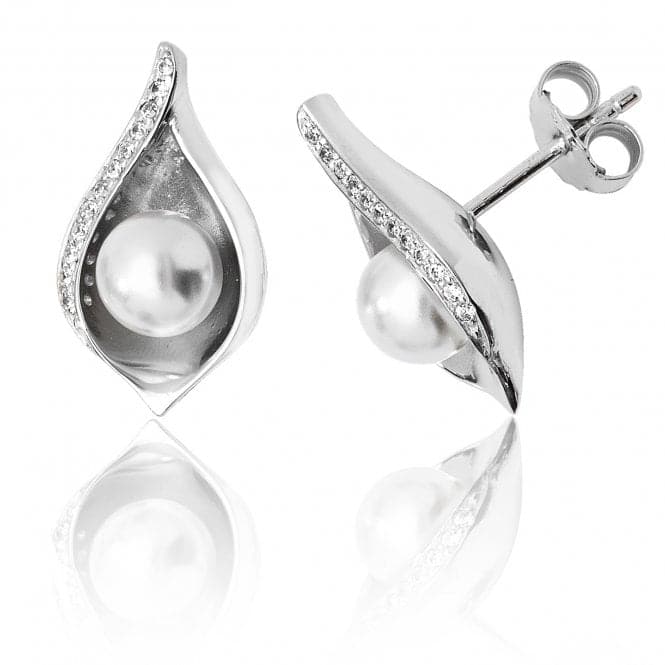 Silver Shell Design Pearl Cubic Zirconia Stud Earrings SEG0061CZSilver & CoSEG0061CZ