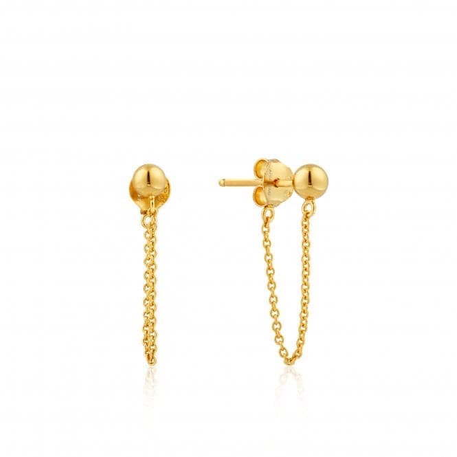 Silver Shiny Gold Plated Modern Chain Stud Earrings E002 - 06GAnia HaieE002 - 06G