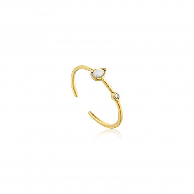 Silver Shiny Gold Plated Opal Colour Raindrop Adjustable Ring R014 - 02GAnia HaieR014 - 02G