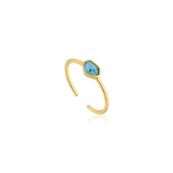 Silver Shiny Gold Plated Turquoise Adjustable Ring R014 - 01GAnia HaieR014 - 01G