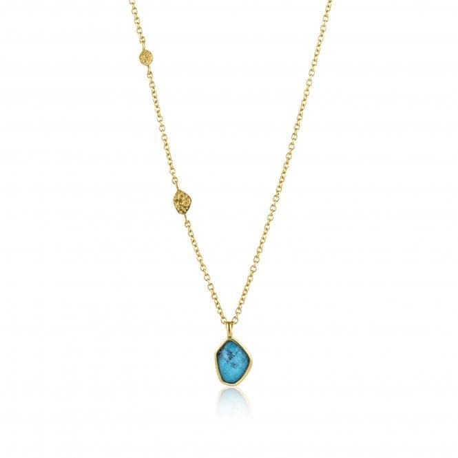 Silver Shiny Gold Plated Turquoise Pendant Necklace N014 - 02GAnia HaieN014 - 02G