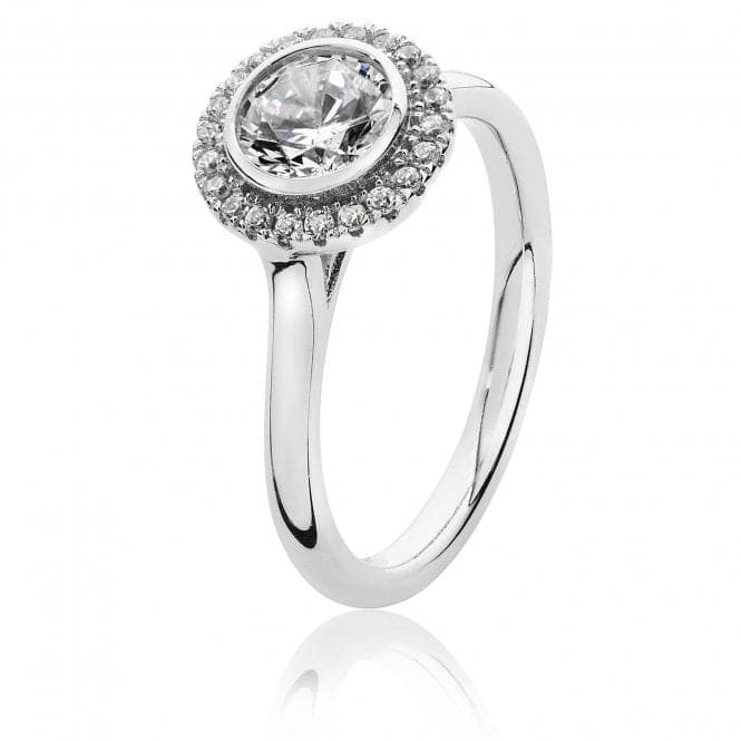 Silver Small Bezel Set Round Halo Style Cubic Zirconia Ring SRG0001CZSilver & CoSRG0001CZ/J