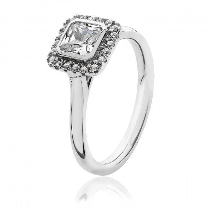 Silver Small Bezel Set Square Halo Style Cubic Zirconia Ring SRG0003CZSilver & CoSRG0003CZ/J