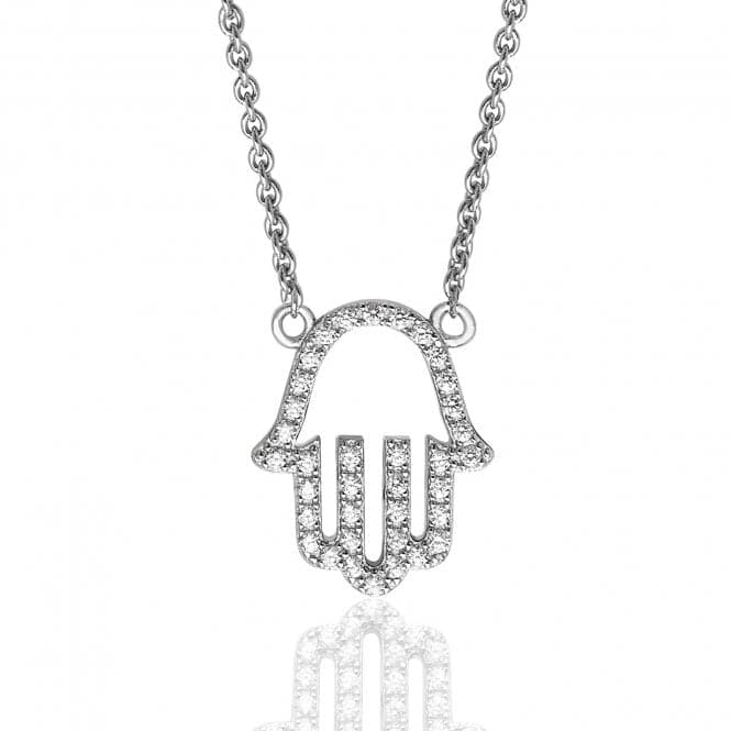 Silver Small Fine Open Cubic Zirconia Hamsa Pendant SPG0048Silver & CoSPG0048