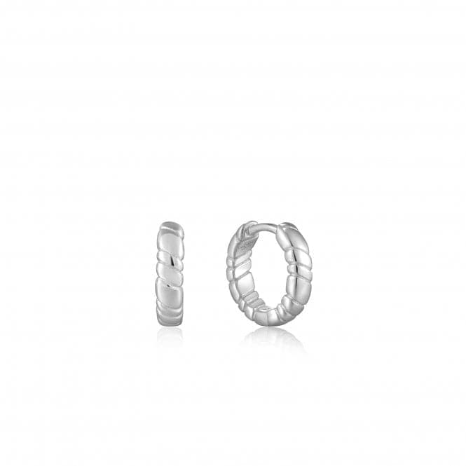 Silver Smooth Twist Huggie Hoop Earrings E038 - 02HAnia HaieE038 - 02H