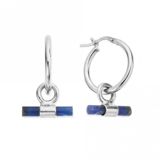 Silver Sodalite T - Bar Hoop Earrings SEH3396ChloBoSEH3396