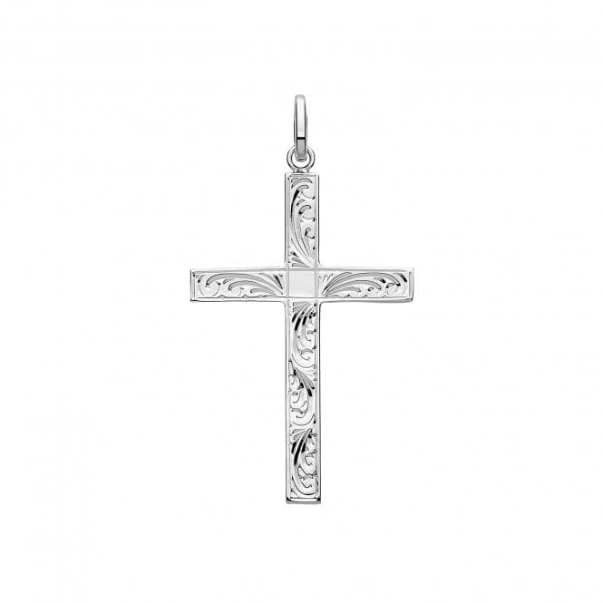 Silver Solid Cross H Engraved G61043EAcotis Silver JewelleryTH - G61043E