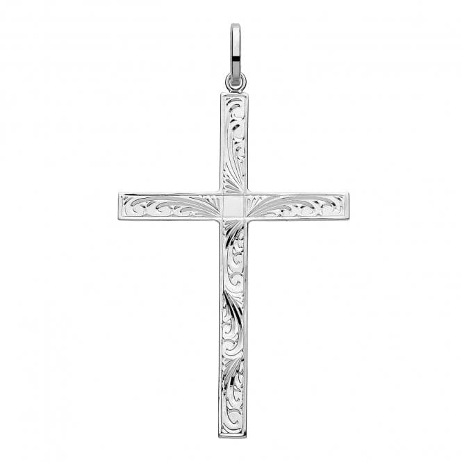 Silver Solid Cross H Engraved G61046EAcotis Silver JewelleryTH - G61046E