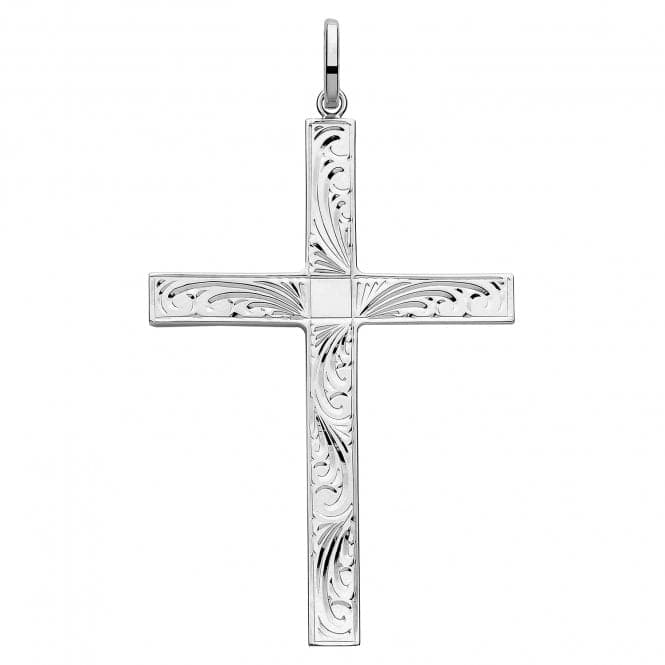 Silver Solid Cross H Engraved G61047EAcotis Silver JewelleryTH - G61047E