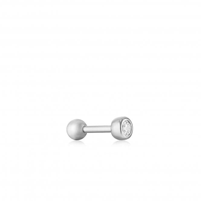 Silver Sparkle Bezel Barbell Single Earring E035 - 06HAnia HaieE035 - 06H