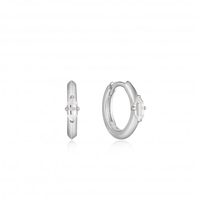 Silver Sparkle Emblem Huggie Hoop Earrings E041 - 04H - WAnia HaieE041 - 04H - W