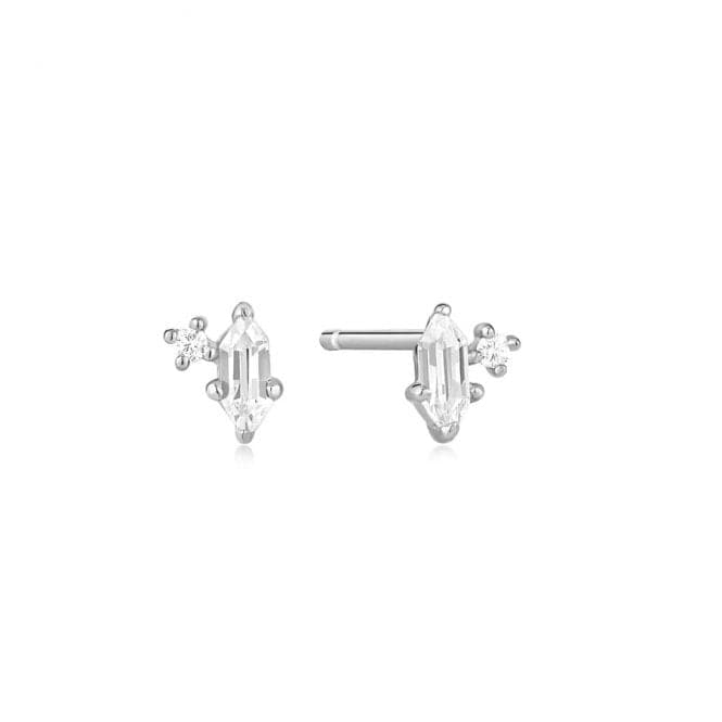 Silver Sparkle Emblem Stud Earrings E041 - 02H - WAnia HaieE041 - 02H - W