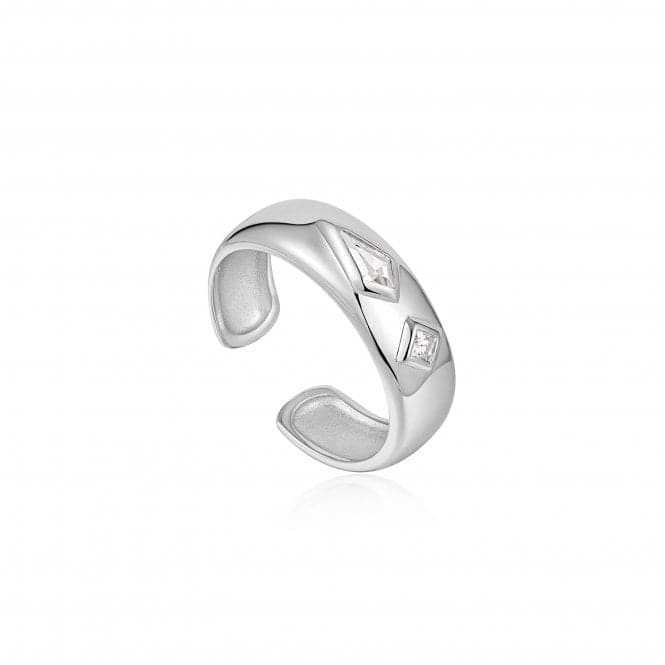 Silver Sparkle Emblem Thick Band Ring R041 - 02H - WAnia HaieR041 - 02H - W