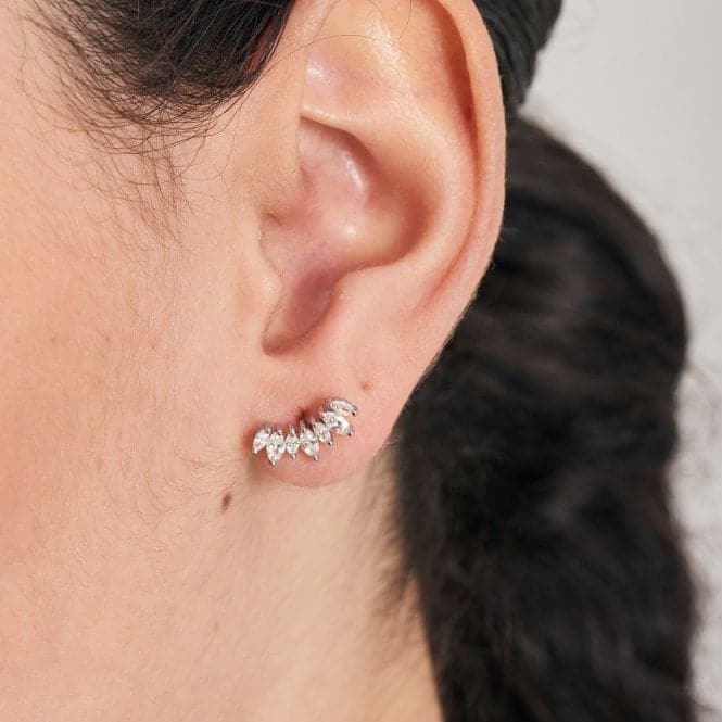 Silver Sparkle Marquise Climber Barbell Single Earring E047 - 08HAnia HaieE047 - 08H