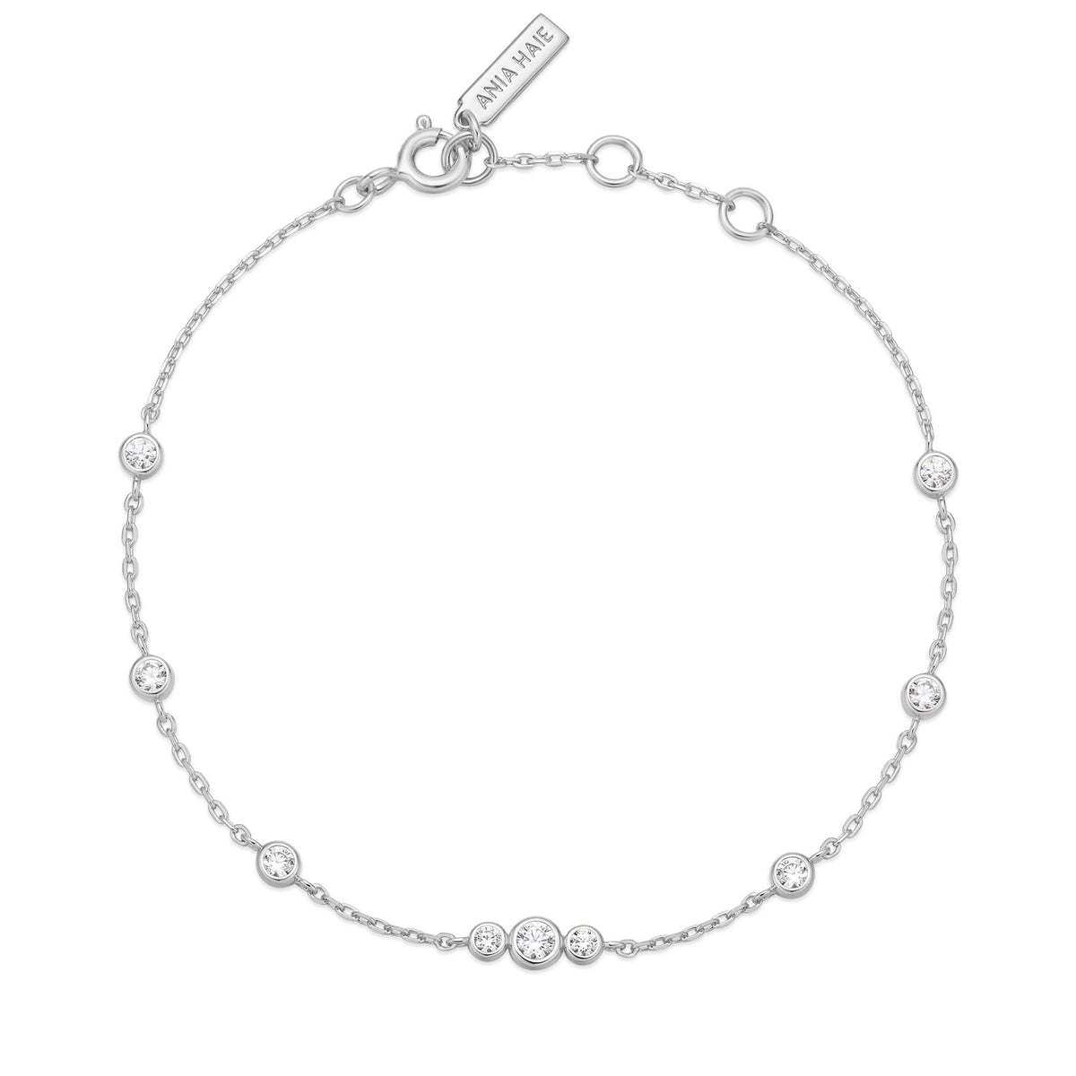 Silver Sparkling Bezel Cubic Zirconia Station Bracelet B065 - 03HAnia HaieB065 - 03H