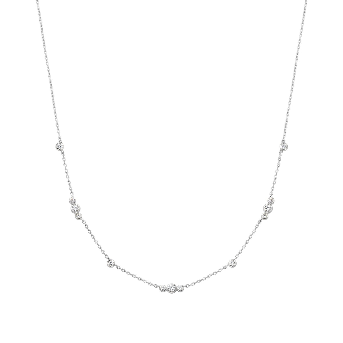 Silver Sparkling Bezel Cubic Zirconia Station Necklace N065 - 04HAnia HaieN065 - 04H