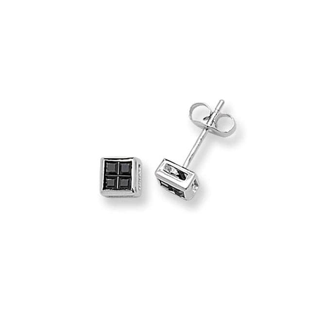 Silver Square Black Zirconia Stud Earrings G5316BKAcotis Silver JewelleryTH - G5316BK