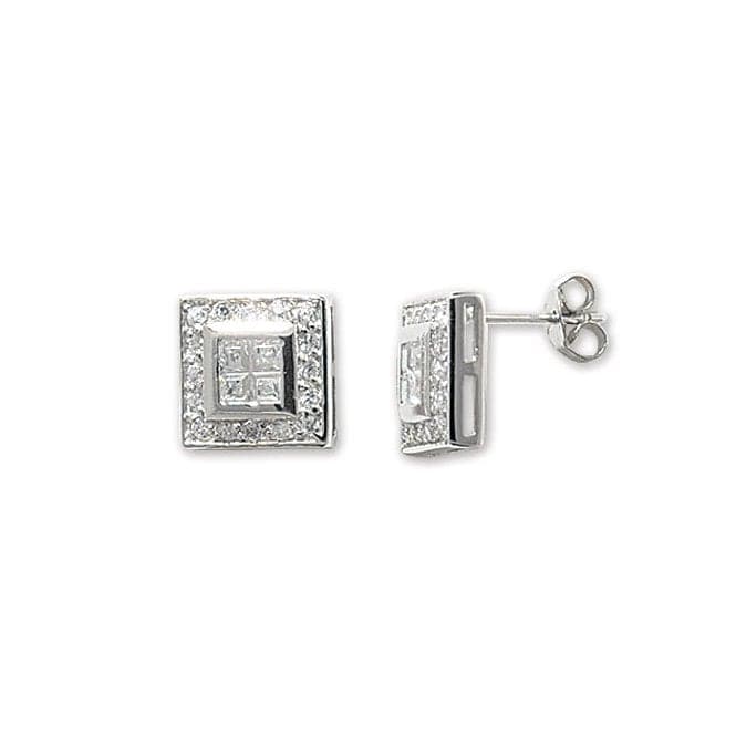 Silver Square Zirconia Stud Earrings G5012Acotis Silver JewelleryTH - G5012