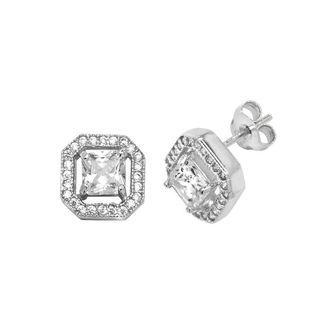 Silver Square Zirconia Stud Earrings G51036Acotis Silver JewelleryTH - G51036