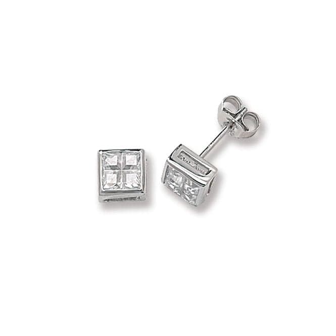 Silver Square Zirconia Stud Earrings G5295CZAcotis Silver JewelleryTH - G5295CZ