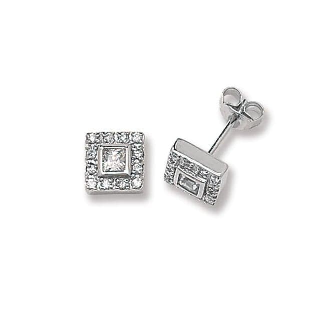 Silver Square Zirconia Stud Earrings G5308CZAcotis Silver JewelleryTH - G5308CZ