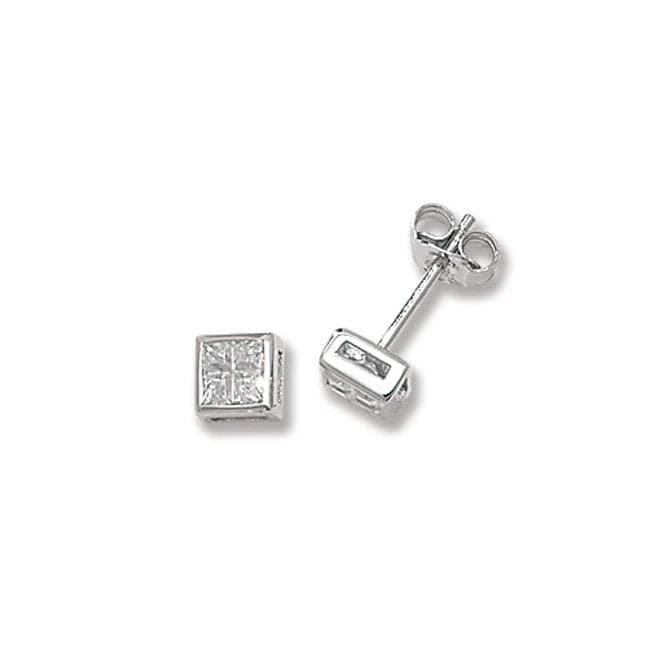 Silver Square Zirconia Stud Earrings G5316CZAcotis Silver JewelleryTH - G5316CZ