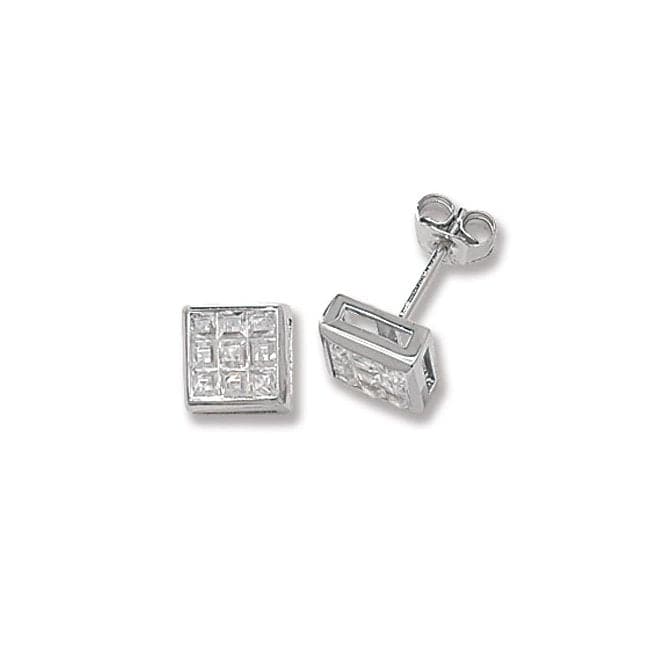 Silver Square Zirconia Stud Earrings G5317CZAcotis Silver JewelleryTH - G5317CZ