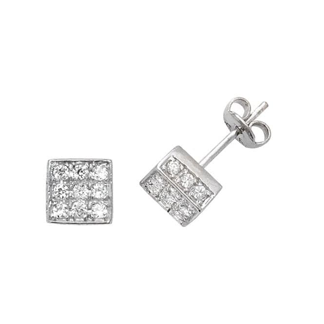 Silver Square Zirconia Stud Earrings G5987Acotis Silver JewelleryTH - G5987