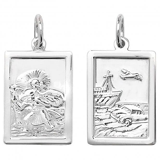 Silver St Christopher Dbl Sided Oblong Pendant G6826Acotis Silver JewelleryTH - G6826