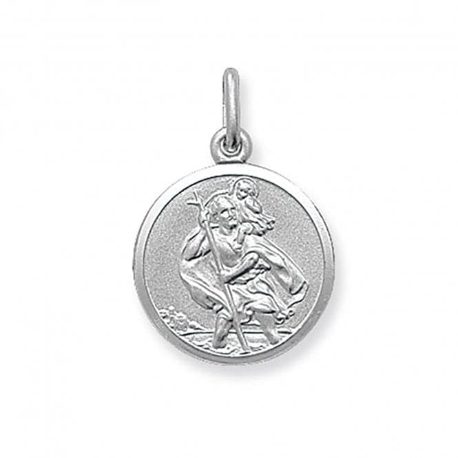 Silver St Christopher Dbl Sided Round Pendant G6136Acotis Silver JewelleryTH - G6136