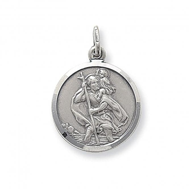 Silver St Christopher Dbl Sided Round Pendant G6137Acotis Silver JewelleryTH - G6137