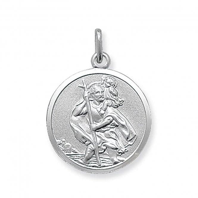 Silver St Christopher Dbl Sided Round Pendant G6138Acotis Silver JewelleryTH - G6138