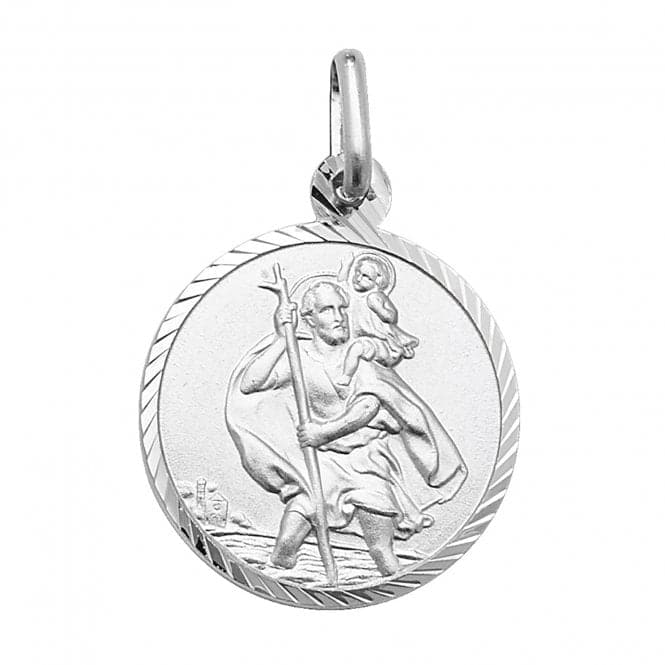 Silver St Christopher Dia Cut Round Pendant G6960Acotis Silver JewelleryTH - G6960