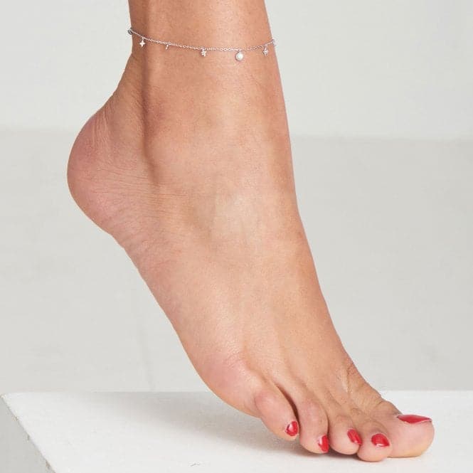 Silver Star Mother Of Pearl Drop Anklet F034 - 01HAnia HaieF034 - 01H