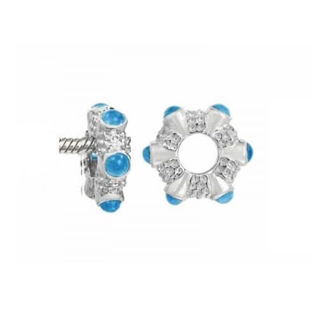 Silver &amp; Swiss Blue Topaz Cabochon Charm S018SWStorywheelsS018SW