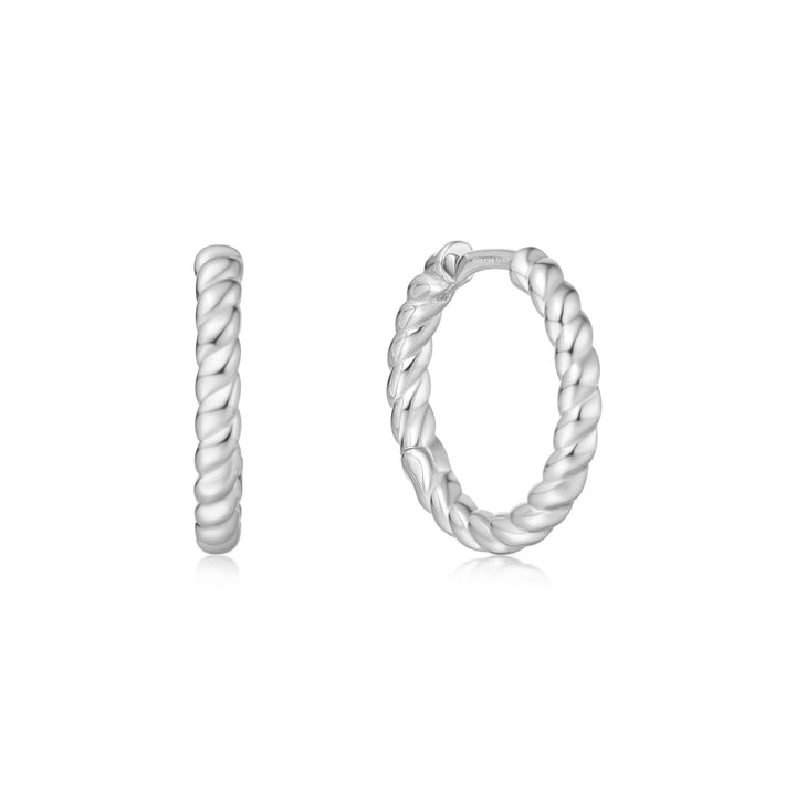 Silver Texture Medium Huggie Hoop Earrings E063 - 05HAnia HaieE063 - 05H