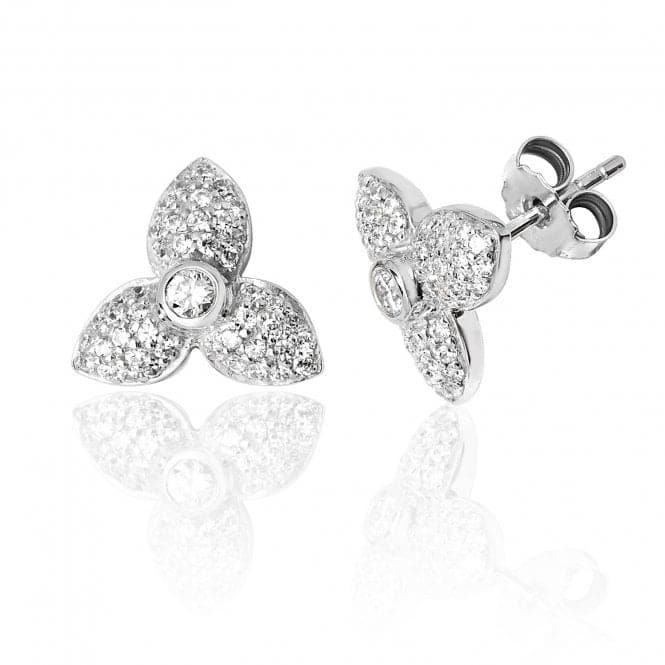 Silver Three Petal Cubic Zirconia Stud Earrings SEG0067CZSilver & CoSEG0067CZ