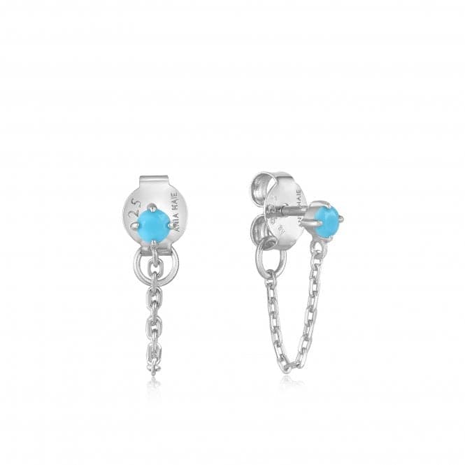 Silver Turquoise Chain Drop Stud Earrings E033 - 03HAnia HaieE033 - 03H