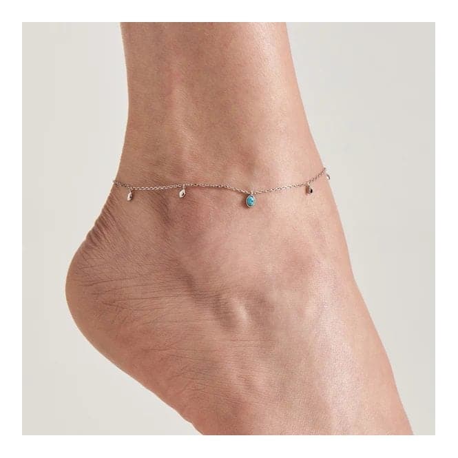 Silver Turquoise Drop Pendant Anklet F044 - 01HAnia HaieF044 - 01H