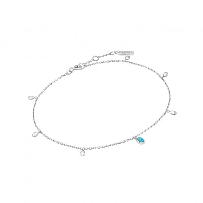 Silver Turquoise Drop Pendant Anklet F044 - 01HAnia HaieF044 - 01H