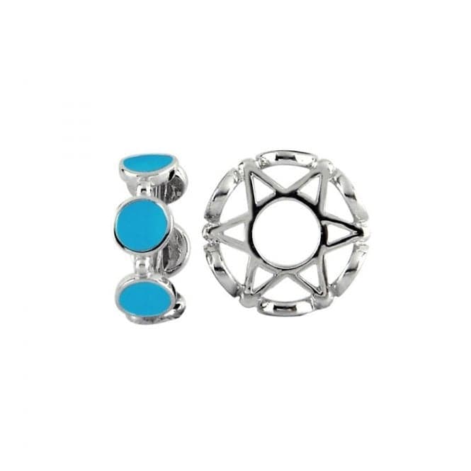 Silver & Turquoise Enamel Circle Stacking Wheel Charm S421TQStorywheelsS421TQ