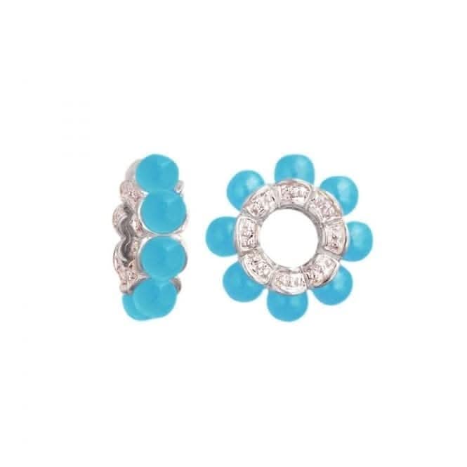 Silver &amp; Turquoise Stones Wheel Charm S105TQStorywheelsS105TQ
