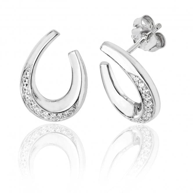 Silver "U" Shape Cubic Zirconia Detail Stud Earrings SEG0065CZSilver & CoSEG0065CZ