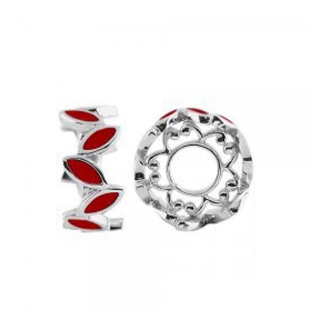 Silver Wheel with Red Enamel Leaves S427REDStorywheelsS427RED