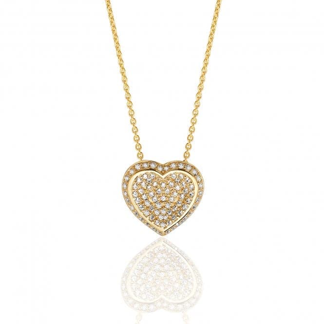 Silver Yellow Gold Heart Pave Set Cubic Zirconia Chain Pendant SPG0052YSilver & CoSPG0052Y