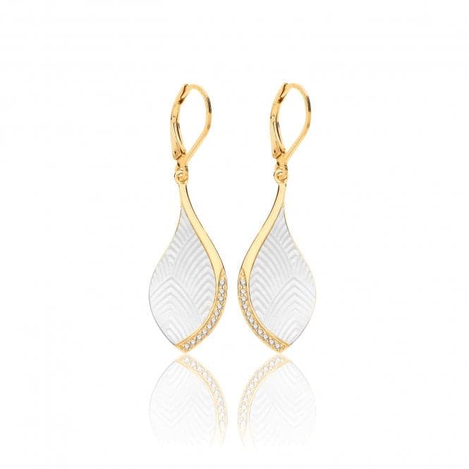 Silver Yellow Gold Plated Mother of Pearl Cubic Zirconia Earrings SEG0088YSilver & CoSEG0088Y