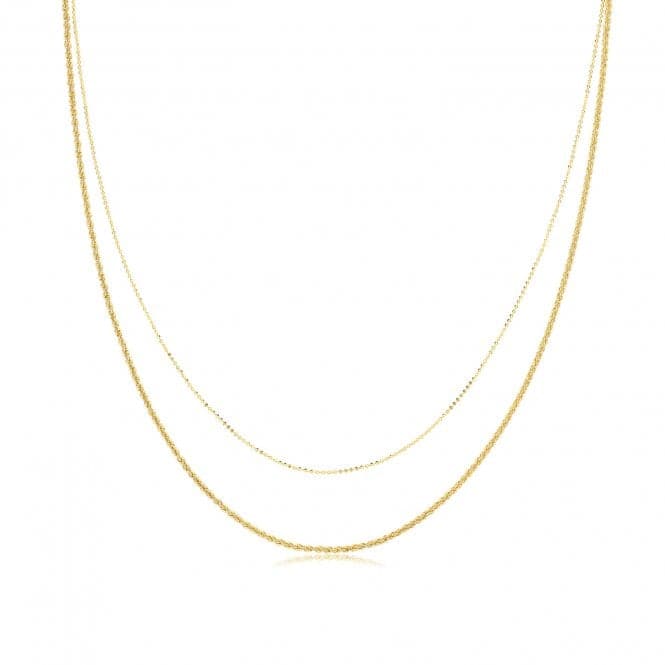 Silver Yellow Gold Plated Multichain Necklace G3405GPAcotis Silver JewelleryTH - G3405GP